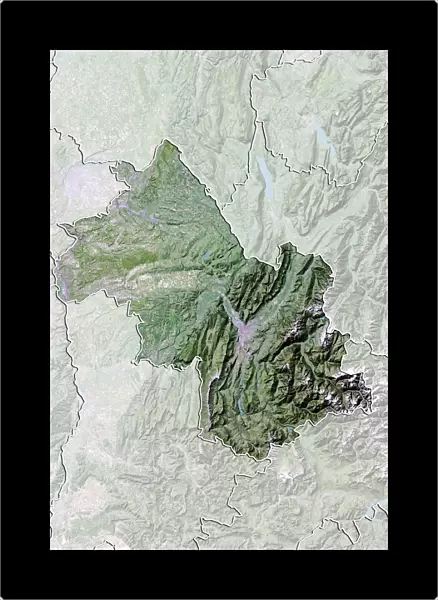 Departement of Isere, France, Satellite Image With Bump Effect