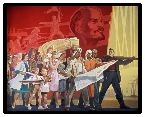 Builders of communism a soviet poster from 1967