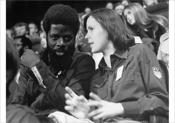 10th free german youth parliament in berlin, june 1976, on the left is emanuel remoe-dohery, regional secretary of the national youth league of the african peoples congress of sierra leone, with doris kwittner, student of languages and delegate from neubrandenburg county