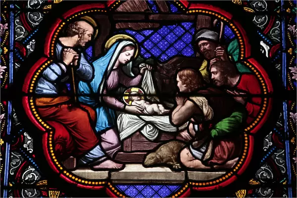 Nativity stained glass in Sainte Clotilde church