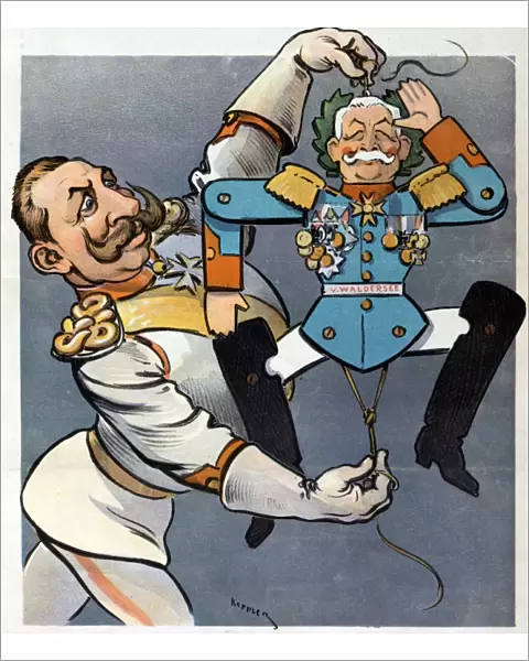 Wilhelm II holding strings of wooden jumping toy