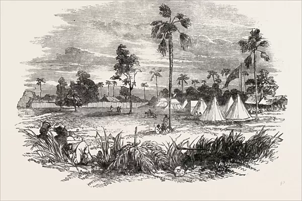 Encampment at Jaswong, Gambia, West Africa, 1851 Engraving