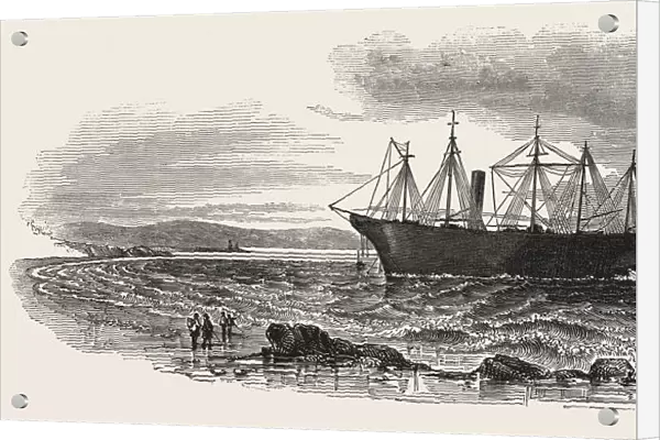 The great Britain Steamship At Midwater. St. Johns Point Lighthouse In The Distance