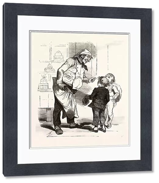French Cook Talking With Two Children By Bertall