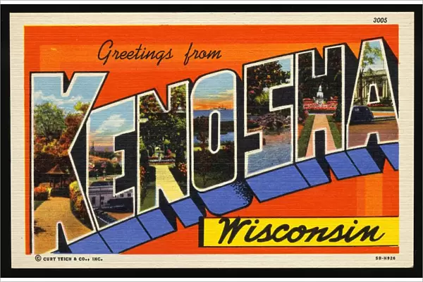 Greeting Card from Kenosha, Wisconsin. ca. 1945, Kenosha, Wisconsin, USA, Greeting Card from Kenosha, Wisconsin
