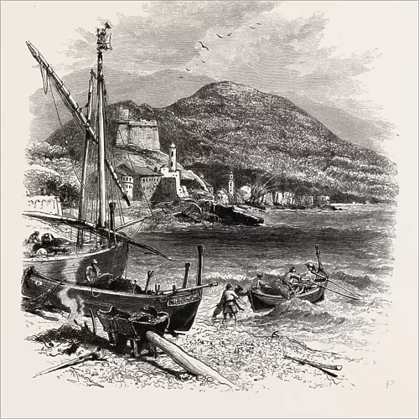 Taggia and San Stefano, the Cornice road, Liguria, Italy, 19th century engraving