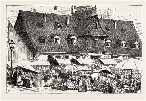 The Covent Garden of Frankfurt-Am-Main, Germany, 1873 Engraving