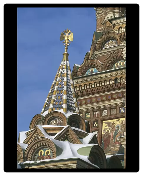 Russia, Saint Petersburg, Historic Centre, church of Resurrection of Christ rooftop detail