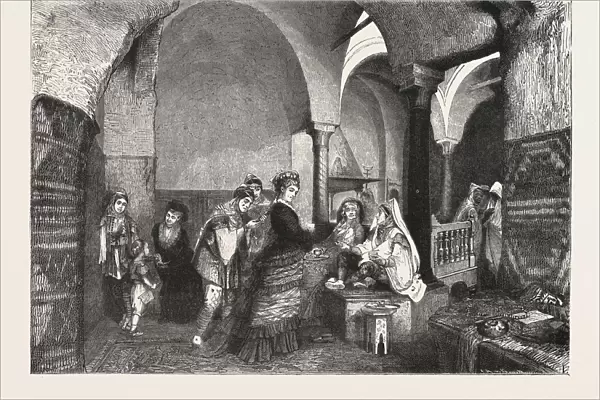 Domestic Life in the East Visit of European Ladies to a Harem at Tunis Tunisia Engraving
