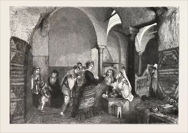 Domestic Life in the East Visit of European Ladies to a Harem at Tunis Tunisia Engraving