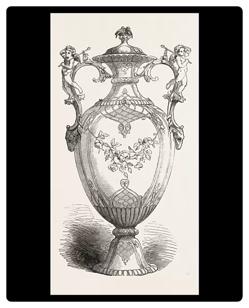 The Great Exhibition: Vase, by Messrs. Minton and Co. the Handles in Electro-Silver, by Messrs