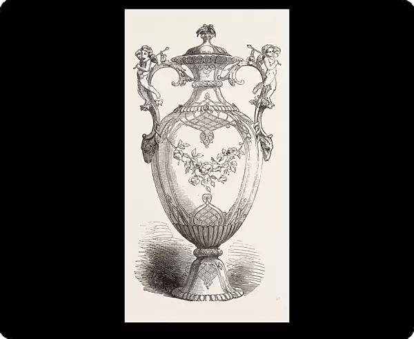 The Great Exhibition: Vase, by Messrs. Minton and Co. the Handles in Electro-Silver, by Messrs
