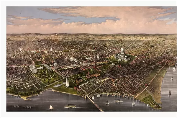 The City Of Washington Birds Eye View From The Potomac