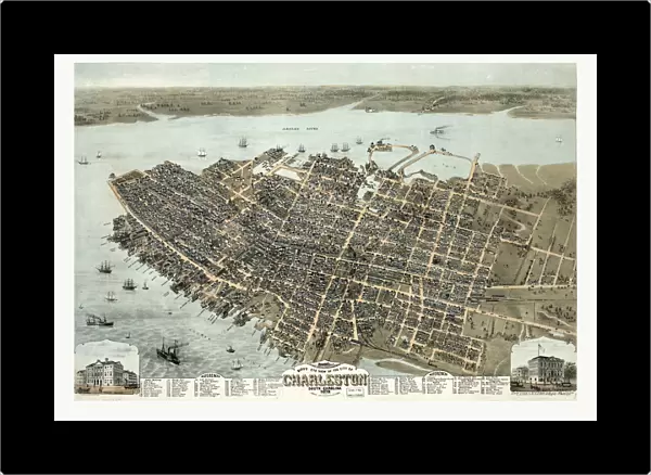 Birds Eye View Of The City Of Charleston South Carolina By C. Drie