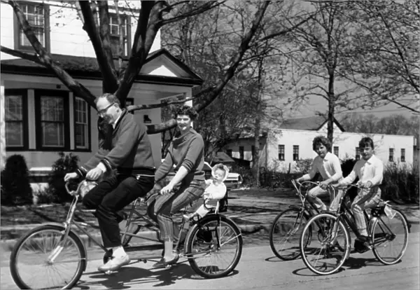 A Family On A Bicycle Ride