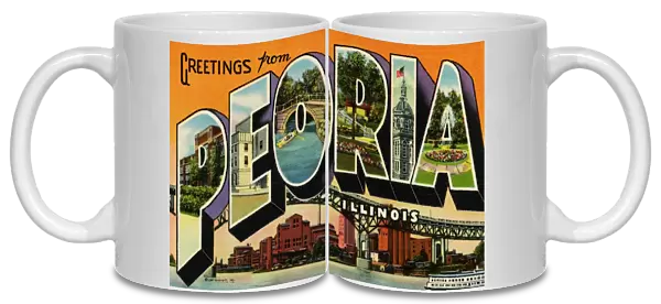 Greetings from Peoria, Illinois Postcard. ca. 1943, Greetings from Peoria, Illinois Postcard