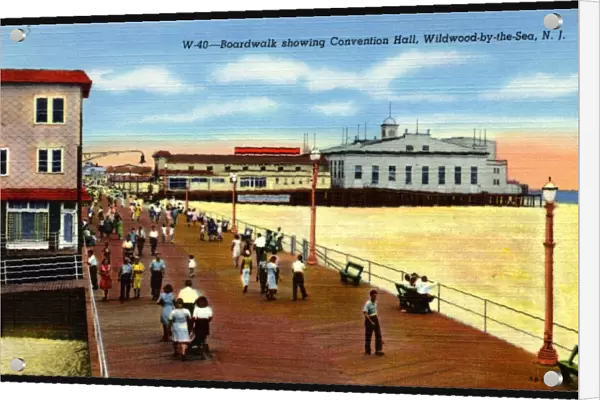 Boardwalk Showing Convention Hall, Wild-Wood-By-The-Sea, NJ