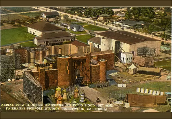 Aerial View Douglas Fairbanks in Robin Hood sSet and Fairbanks-Pickford Studios, Hollywood, California