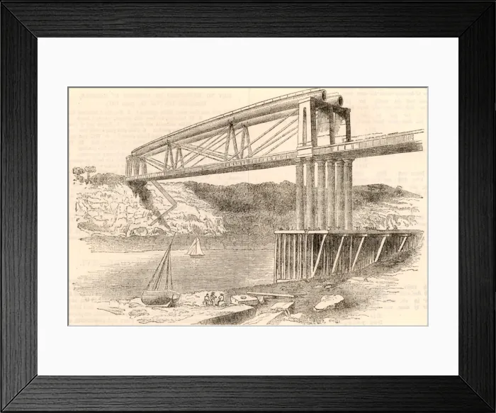 Framed Print : Wrought Iron Tubular Trussed Bridge Print, c1885 Framed Print : Wrought Iron Tubular Trussed Bridge Print, c1885
