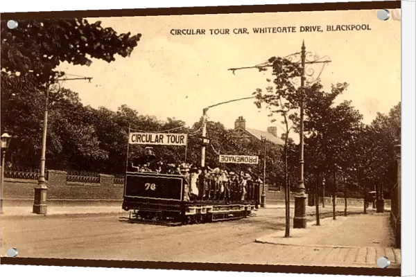 Tramcar at Blackpool, Lancashire, England, taking holidaymakers on a circular tour of the town