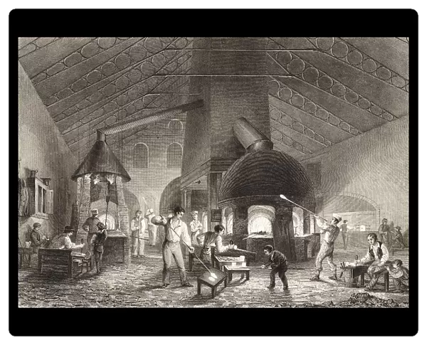 Men and boys at Aspley Pellatts Falcon Glass Works, Holland Street, Blackfriars, London, 1842