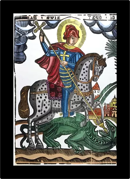 St George killing the dragon. Half legendary Christian soldier from Cappodocia martyred