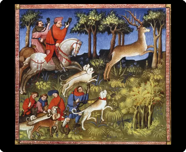 The Deer Hunt from Le Livre de la Chasse (Book of the Hunt) of Gaston III Phoebus (1331-1391)