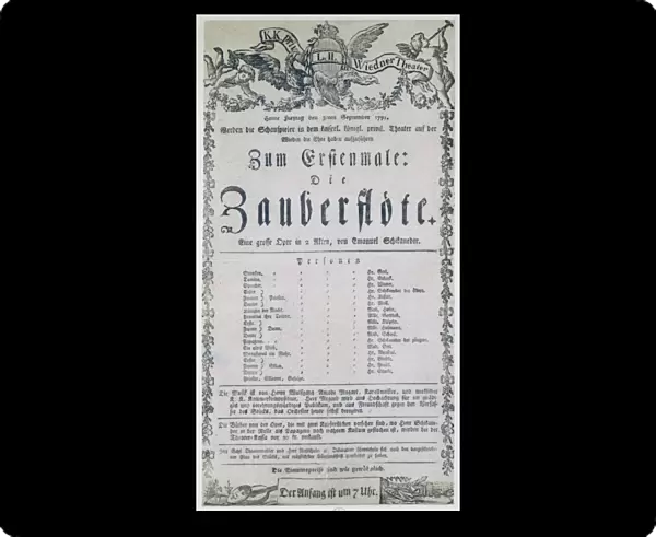 Poster for the opera The Magic Flute ( Die Zauberflote ), 1791