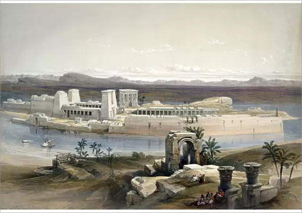 General View of the Island of Philae, Nubia November 1838. After watercolour by David Roberts