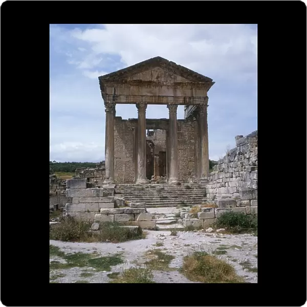 Tunisia, Dougga, ancient Roman ruins of the Capitol