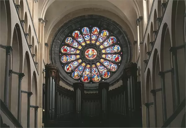Belgium, Hainaut, Tournai, Tournai Cathedral (Cathedral of Notre Dame), rose window