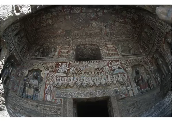 China, Shanxi province, decorated interior of Yungang Grottoes