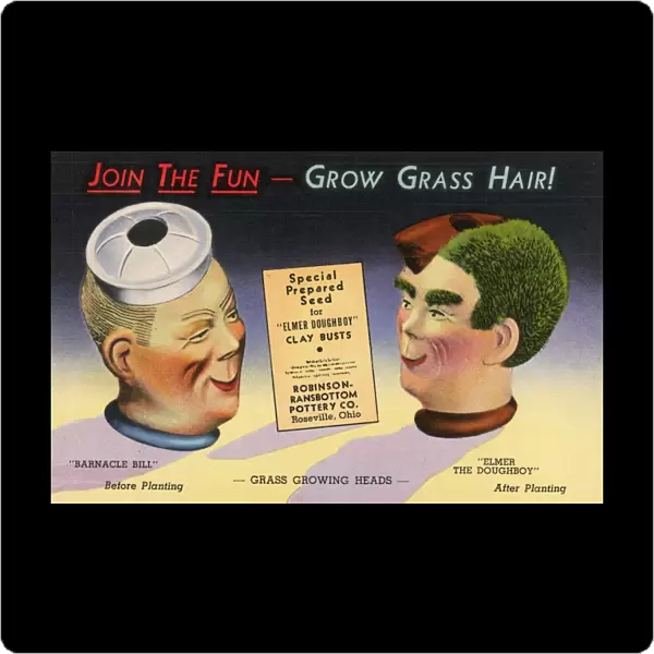 Join the Fun-Grow Grass Hair Postcard. ca. 1941, Join the Fun-Grow Grass Hair Postcard