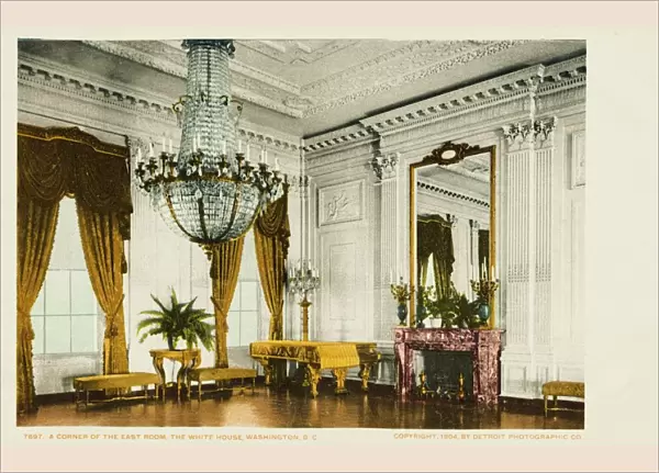 A Corner of the East Room, the White House, Washington, D. C. Postcard. 1904, A Corner of the East Room, the White House, Washington, D. C. Postcard