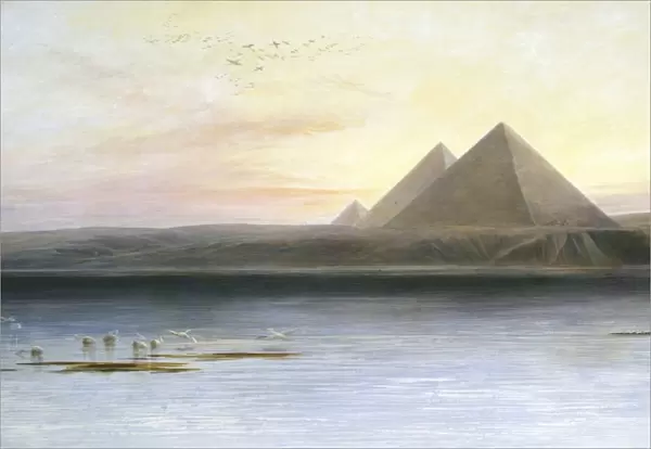 The Pyramids at Gizeh. Edward Lear (1812-1888) British painter and humourist. Oil on canvas