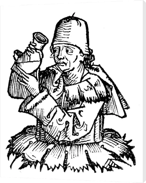 Gentile da Foligno (d. 1348) examining a sample of urine. Gentile wrote a great many
