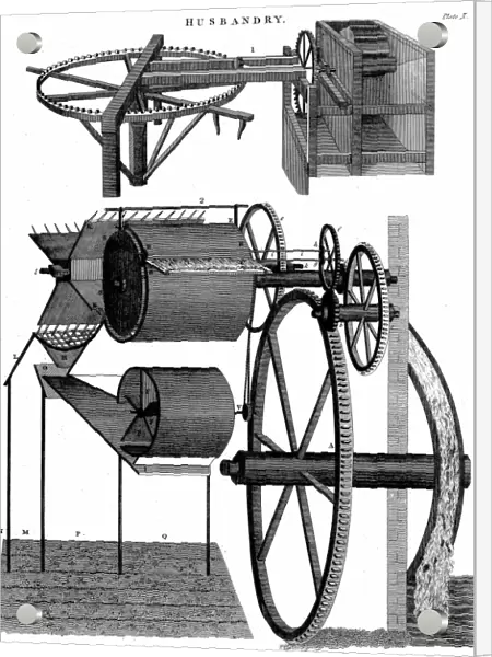 Threshing machine by Andrew Meikle (1719-1811) Scottish inventor and millwright. Top