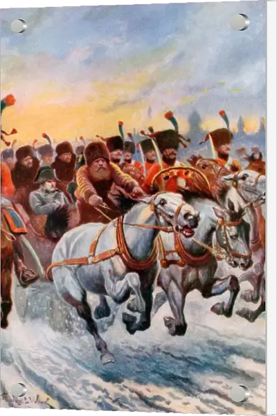 Napoleon retreating from Moscow, 1812. Of the 600, 000 soldiers of his Grande Armee