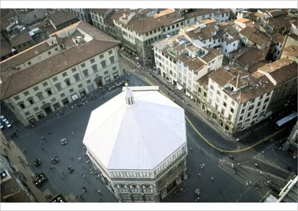 Baptistry building, Florence, Italy, seen from above