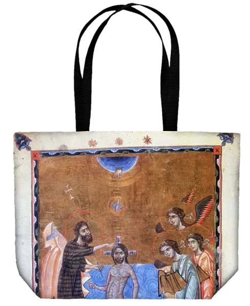 Baptism of Jesus by John the Baptist. Armenian mansucript of Gospel (1268)