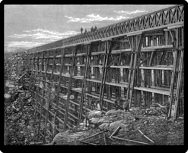 Union Pacific Railroad: Wooden trestle bridge at Dale Creek. All timber used in construction