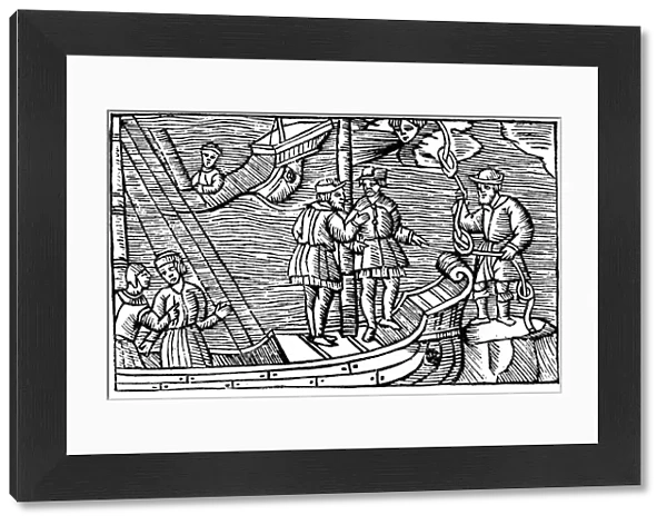 Sailors buying winds (tied in knots) from a magician. From Olaus Magnus Historia