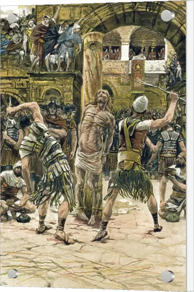Jesus scourged on the face. John: 9. Illustration by J. J. Tissot for his Life of Our