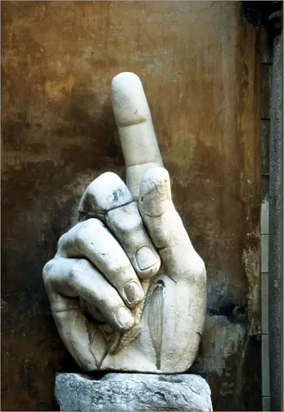 Hand of Constantine, sculpture. Fragment of giant statue of Constantine the Great