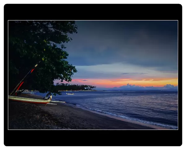 Coastal dusk, Senggigi beach, on the Island of Lombok, Indonesia