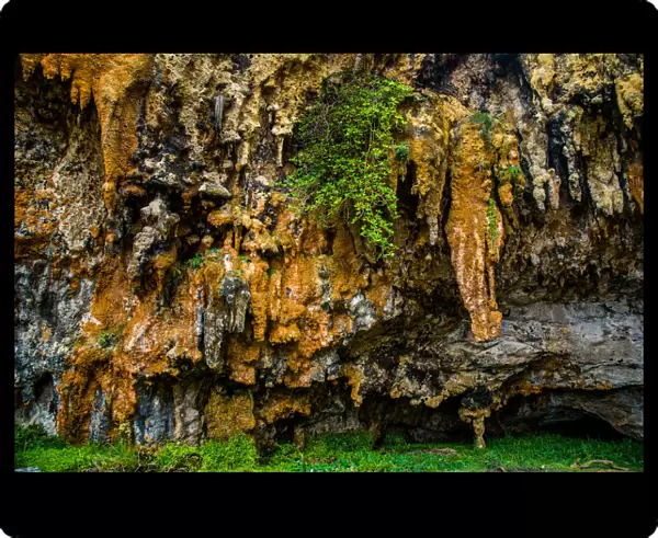 Stalactites hanging from a limestone cave near Lord Ard Gorge at Great ocean Road, Victoria