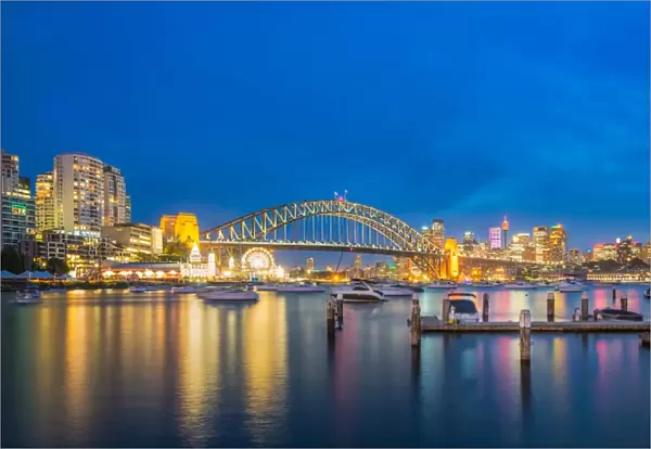 Sydney Harbour Bridge from Lavender Bay after sunset