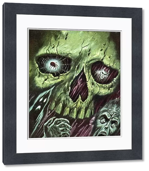 Green Skull With Monsters and Zombies