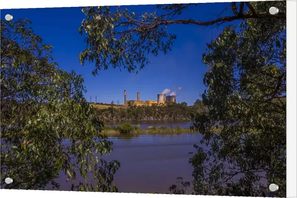 Lake Narracan and a view of the Yallourn north coal powered power station, Moe