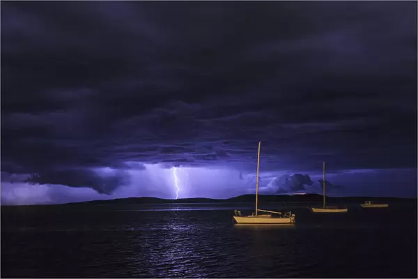 Lightning storm over Boston Bay. Port Lincoln. South Australia